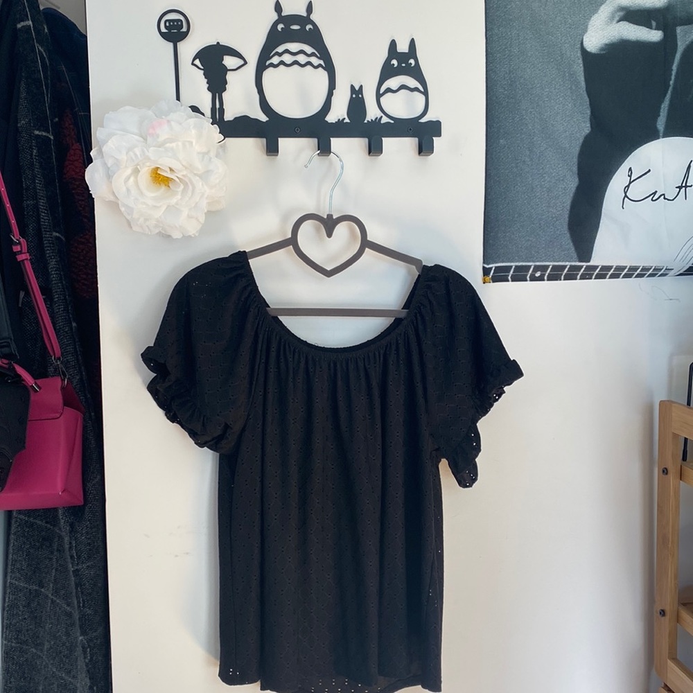 Flowy Black Eyelet Blouse